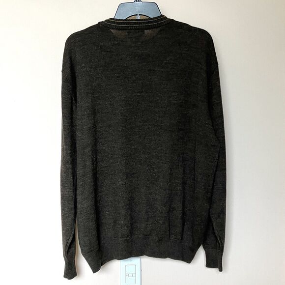 Tagio Sweater Men’s XL Wool Blend Long Sleeve Brown Geometric Block Preppy Dad - Picture 2 of 7
